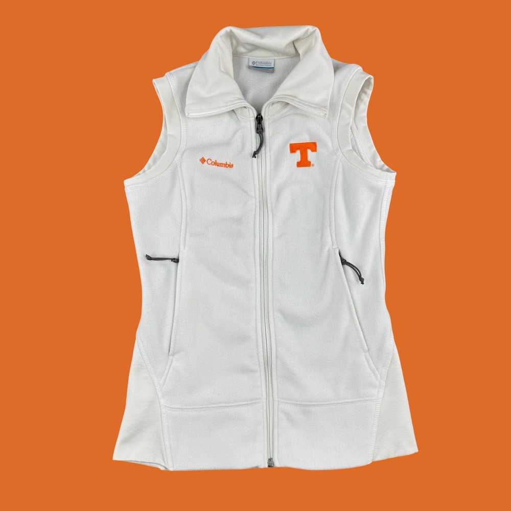Columbia Tennessee Volunteers Women's Full Zip Fleece Vest White Orange  XS Vols